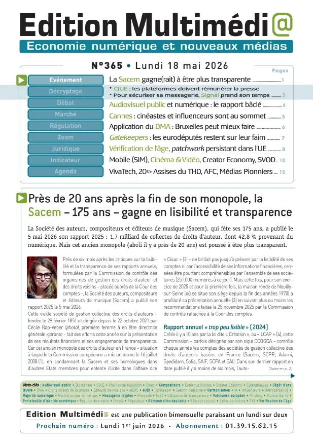 Édition Multimédia N°365 (18 Mai 2026)