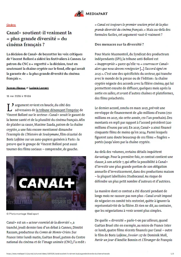 Mediapart (18 Mai 2026)