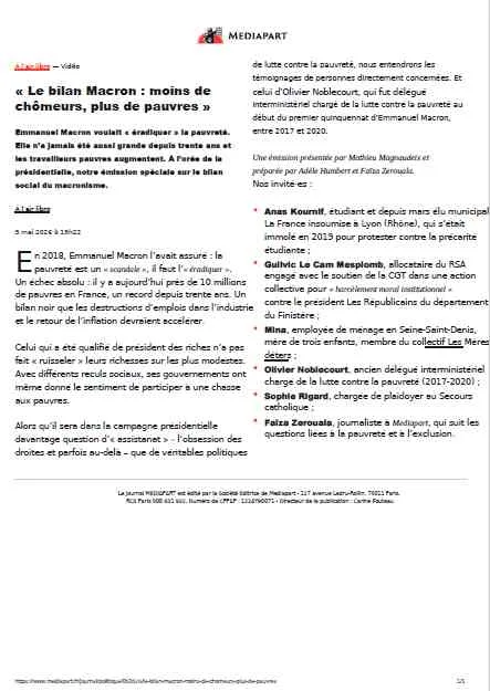 Mediapart (6 Mai 2026)